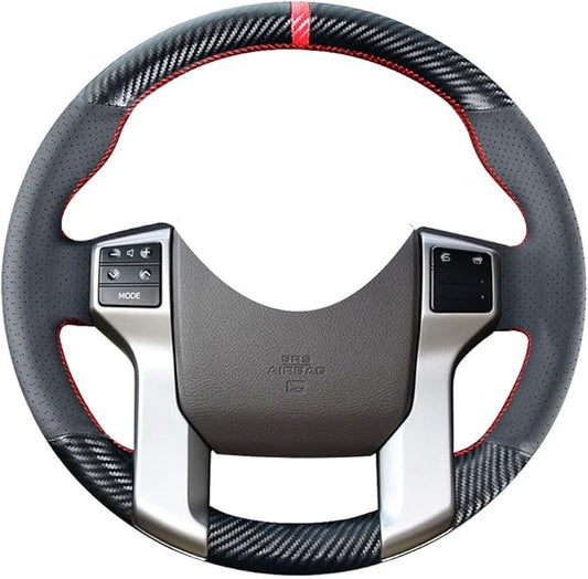 DIY Stitching Carbon Fiber Steering Wheel Cover for for Tundra Sequoia 2014-2021 / Toyota Tacoma 2012-2021 / for 4Runner 2010-2021 Leather Interior Accessories