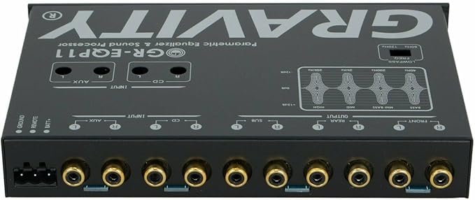 Gravity GR-EQP11 Digital Bass Machine 1/2 Din 9V 4-Way Car Parametric Equalizer w/Front, Rear + Sub Output and Night Illumination
