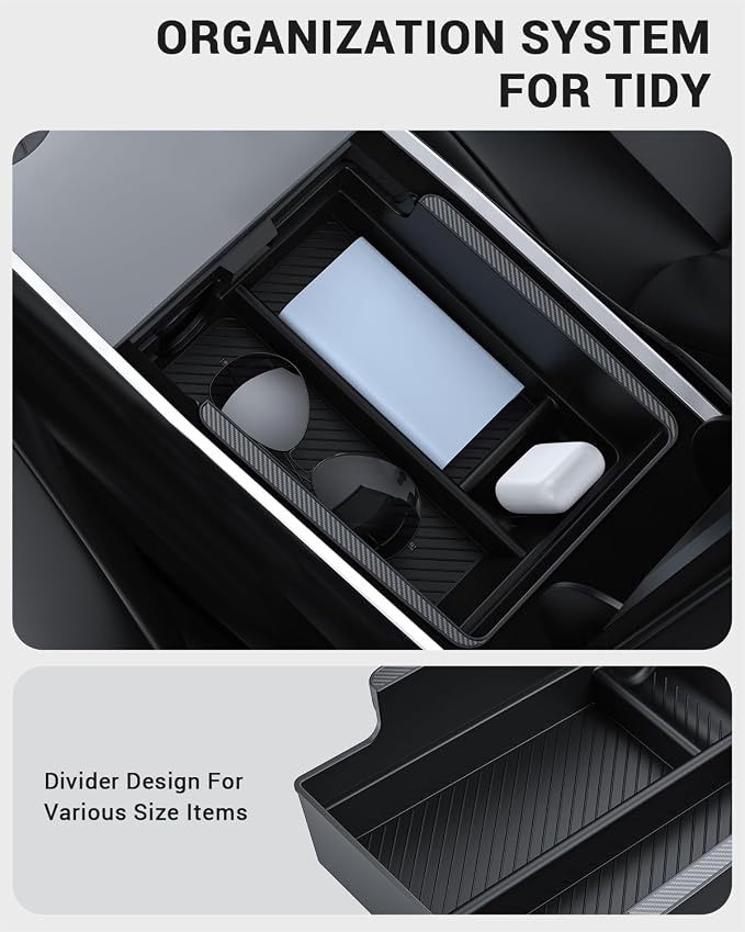 BASENOR Tesla Model Y Armrest Console Organizer and Lower Center Console Organizer