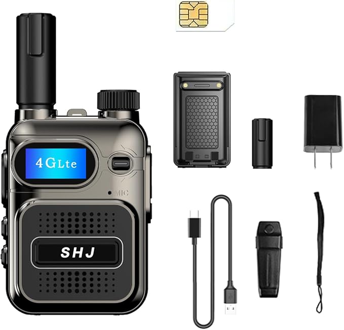 SHJ 4G PoC Radios with 1 Additional Yearly Sim Cards- Ultimate Communication Solution for Businesses and Teams walkie-Talkie Durable and White Silver (Black)
