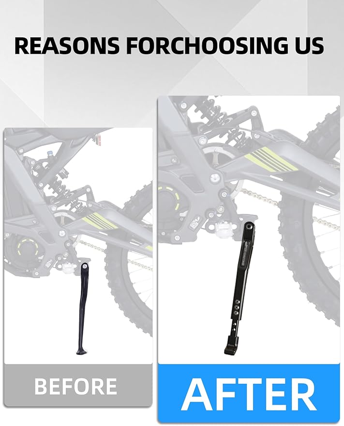 JFG RACING Kickstand for Edirt Bike,CNC Foot Pegs Kick Stand for Electric Dirt Bike Surron Light Bee X and S/E Ride Pro S SS SR/Talaria Sting/X160/X260-Black
