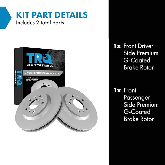 TRQ Front Brake Rotor Set G Coated Vented Compatible with 2006-2011 Buick Lucerne 2006-2013 Chevrolet Impala 2014-2016 Impala Limited 2006-2007 Monte Carlo