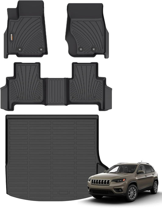 Binmotor-Floor Mats & Cargo Liner for Jeep Grand Cherokee 2022-2024 2025 (Include 4xe, Non WK/L), All Weather Car Mat Grand Cherokee Accessories Cargo Mat Floor Liners Trunk Liner