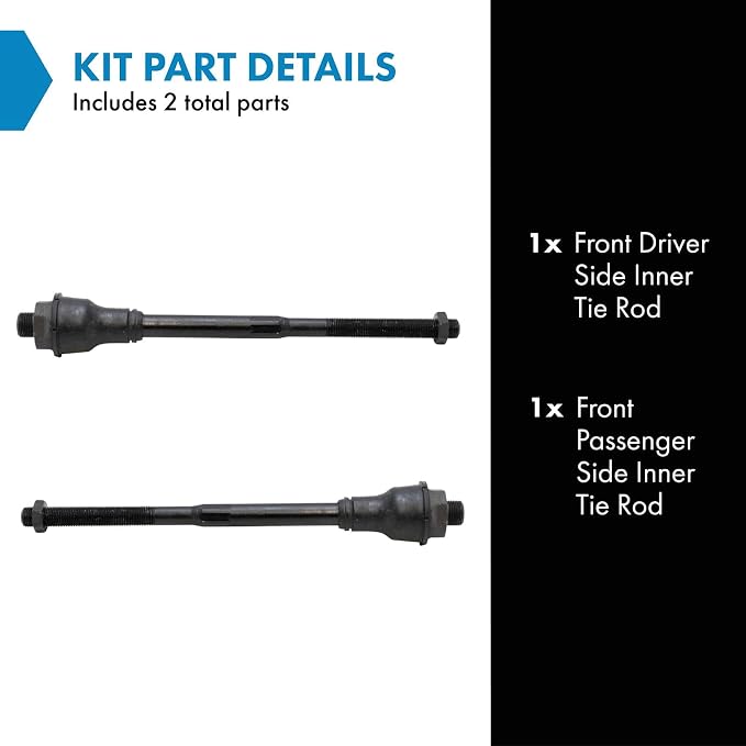 TRQ Front Inner Tie Rod Set 2 Piece Compatible with 2011-2023 Chevrolet Silverado 2500 HD Silverado 3500 HD GMC Sierra 2500 HD Sierra 3500 HD