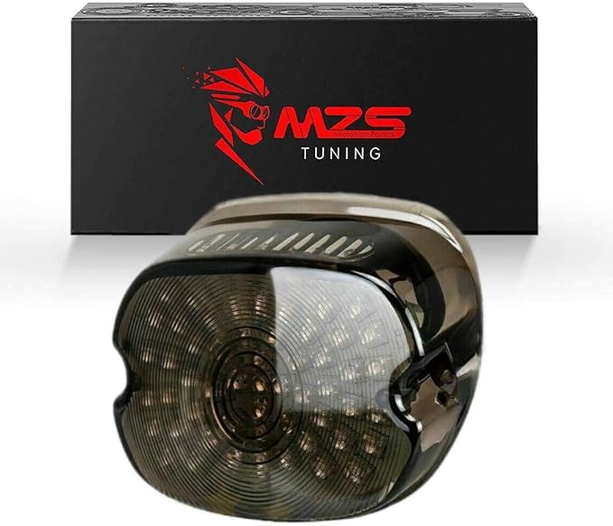 MZS Motorcycle Tail Light, LED Turn Signal Integrated Brake Taillight Low Profile Smoke Compatible with Sportster Softail Dyna Road King Electra Glide Street Bob Fatboy Touring Super