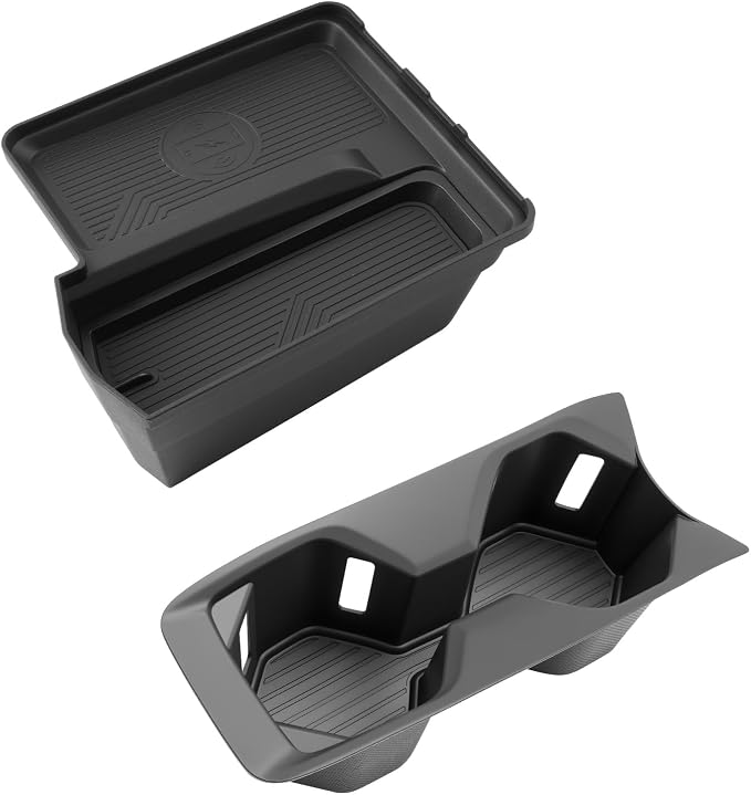 LUWU 2PCS Center Console Organizer Compatible with Toyota Camry 2025 2026 Accessories Wireless Charging Organizer Insert Tray, Cup Holder ABS Material Black