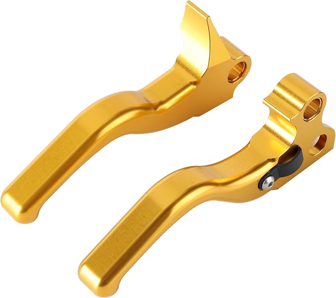 3 Finger 5.9" CNC Shorty Hand Control Lever Kit Brake Clutch Levers Fit for Harley Sportster 1996-2003, Dyna 1996-2017, Softail 1996-2014, Touring 1996-2007(Gold)