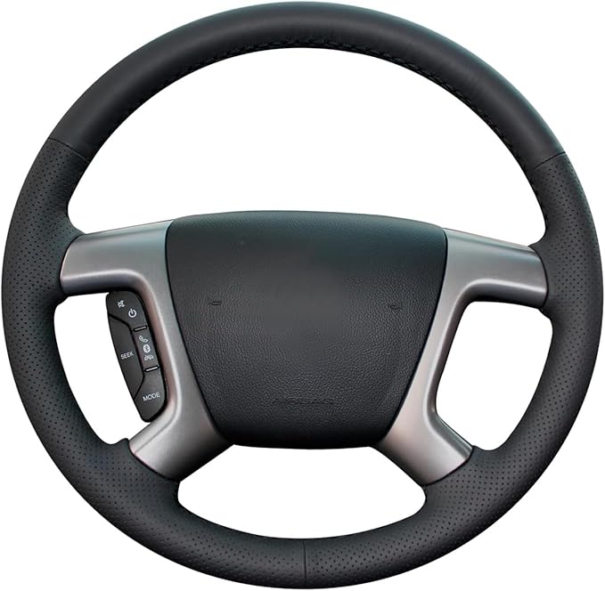 Loncky Genuine Leather Car Steering Wheel Cover for Chevrolet 2008-2013 Silverado 1500 /Silverado 2500 3500/2007-2014 Tahoe/2007-2014 Suburban 1500/2007-2013 Avalanche 1500/2009-2015 Traverse/Express