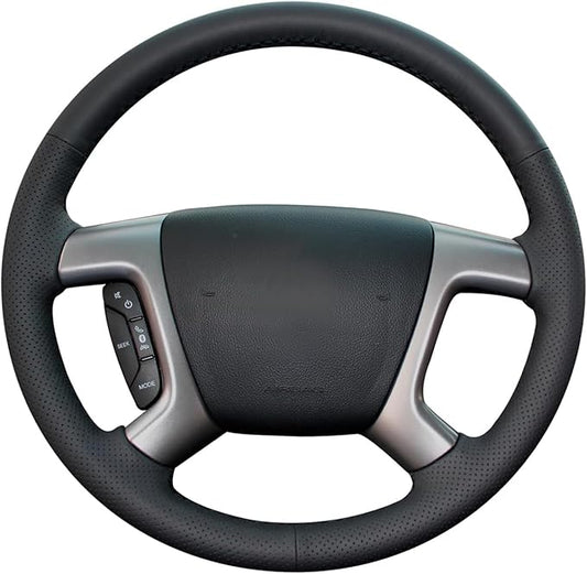 Loncky Genuine Leather Car Steering Wheel Cover for Chevrolet 2008-2013 Silverado 1500 /Silverado 2500 3500/2007-2014 Tahoe/2007-2014 Suburban 1500/2007-2013 Avalanche 1500/2009-2015 Traverse/Express