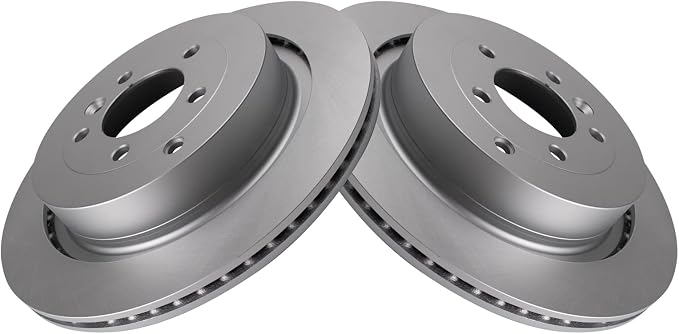 TRQ Rear Brake Rotor Set G Coated Vented Compatible with 2005-2009 Land Rover LR3 2010-2016 LR4 2006-2016 Range Rover Sport