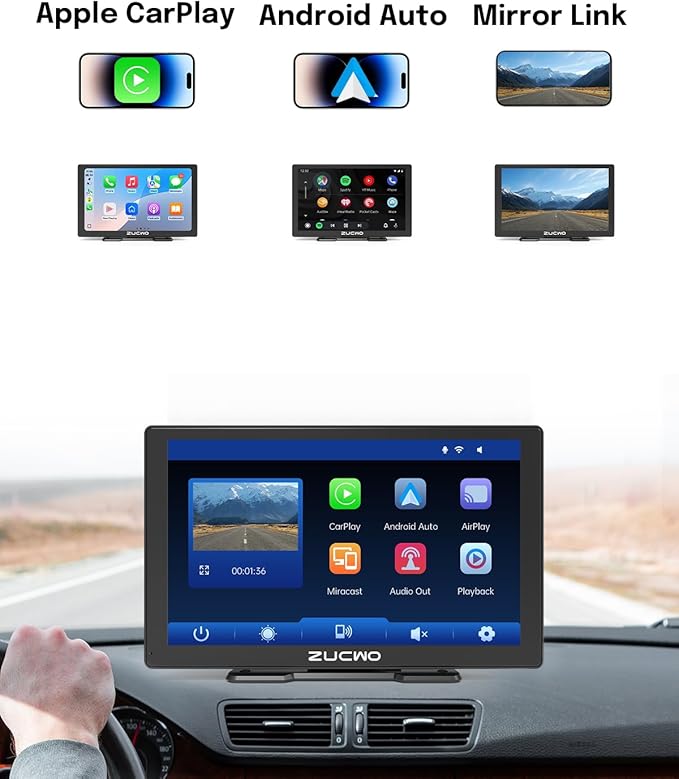 9 Inch Wireless CarPlay Screen for Car, CarPlay & Android Auto Touch Screen Car with Backup Camera, Bluetooth, Navigation, Mirror Link Voice Control