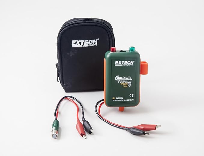 Extech CT20 Remote and Local Continuity Tester with Remote Probe, Audible Tone, Long-Distance Cable Testing, LED Indicators, Hands-Free Operation for Electrical, HVAC, Telecom and Low-Voltage Work | Detachable remote probe, one-person cable testing, LE...