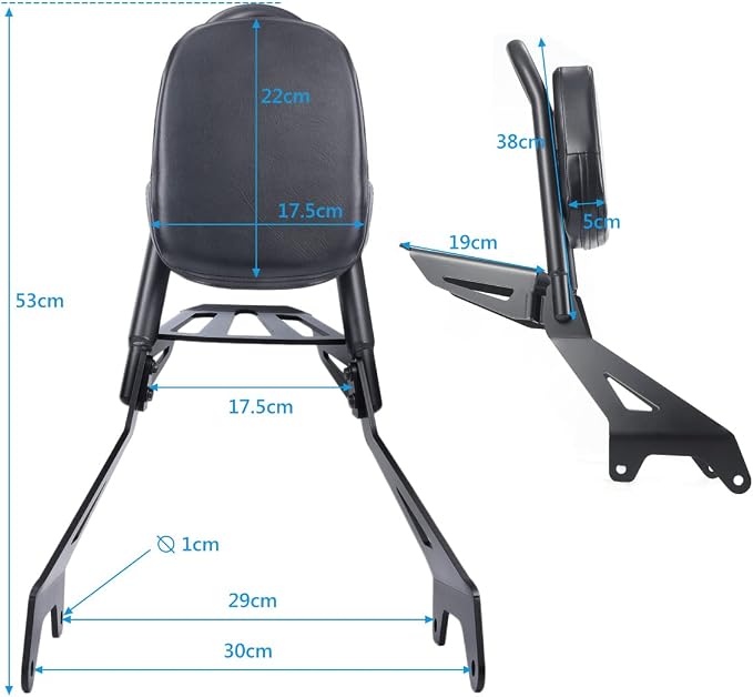 Detachable Motorcycle Sissy Bar Passenger Backrest with Luggage Rack Fit for Yamaha Star Bolt XVS 950 XV950 R Spec 2014-2022