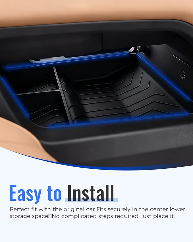Center Console Organizer Tray Fit for Land Rover Defender 90 110 130 2025 2026, Black Silicone Storage Box Insert for Small Items