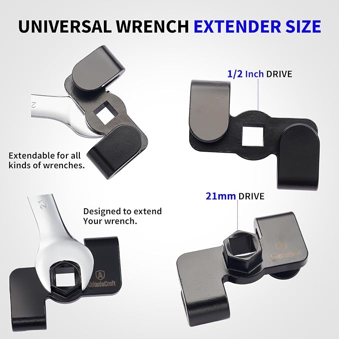 Wrench Extender and Low Profile Socket Adapter Set Bundle
