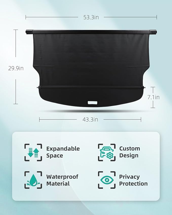 SCITOO Cargo Cover 2020-2023 Fit for Cadillac XT5 2.0L Upgraded Retractable Rear Trunk Cover with Aluminum PVC&Plastic