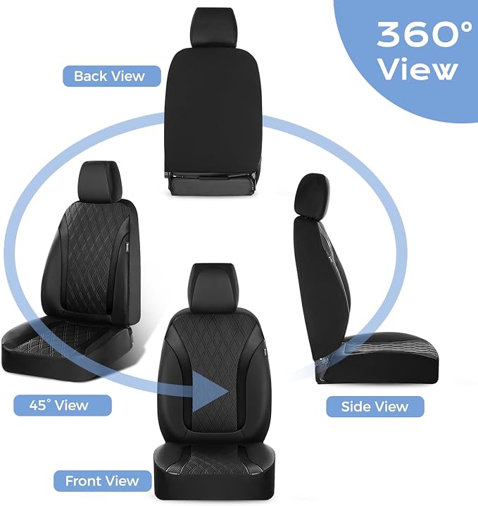 FLORICH Seat Covers Full Set, Leather Seat Covers for Cars, Waterproof Car Seat Protector Breathable, Front and Rear Seat Covers for Cars, Automotive Seat Covers Universal Fit for Most Car SUV Truck