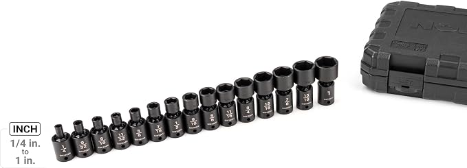 TEKTON 3/8 Inch Drive Universal Joint Impact Socket Set | SID97301