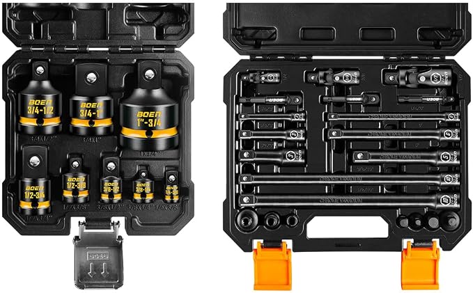 BOEN 21-Pc Tool Accessory Set and 8-Pc Adapter/Reducer Kit Bundle