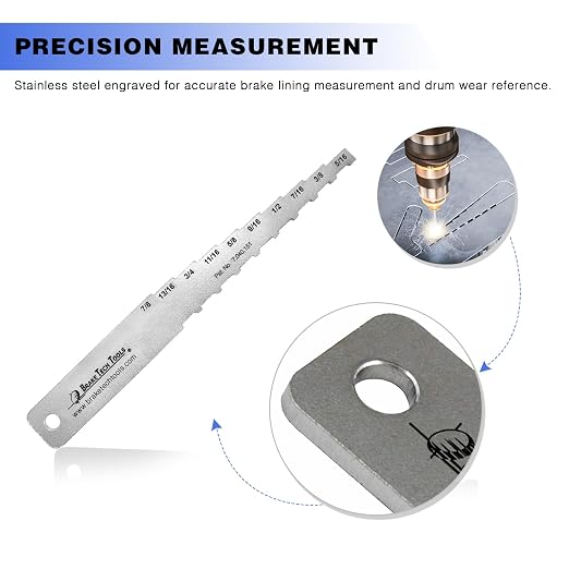 Made in America Brake Lining Measuring Tool Brake Gauge Technicians Gauge Designed for Vehicle Maintenance Inspection, Labeled in 16ths - BT-1032T16