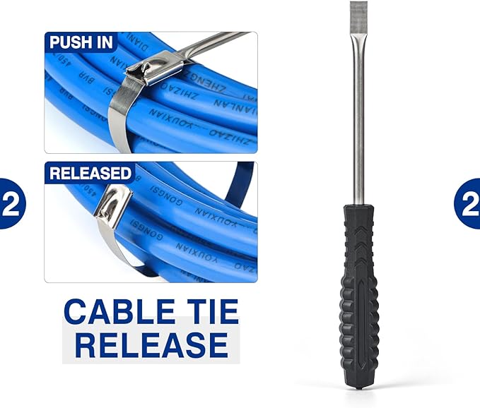 IWISS WCT-319 Stainless Steel Banding Strap Tool for Fastening & Cutting up to 19mm SS Zip Ties, c/w 100pcs SS Zip Ties & Cable Tie Removal Tool