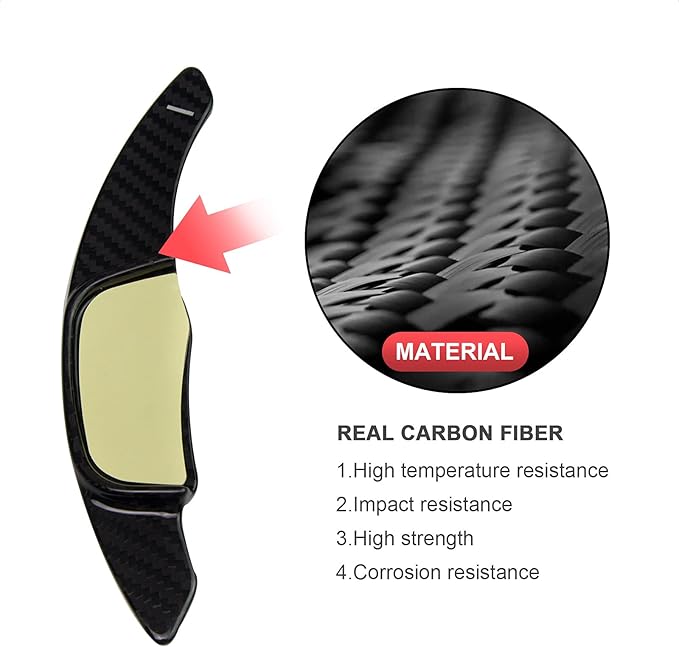 Steering Wheel Shift Paddle Extended Shifter Trim Cover Compatible with Volkswagen Golf 7 Scirocco SAGITAR GLI LAMANDO GTS Polo GTI Carbon Fiber Car Accessories Gloss Black