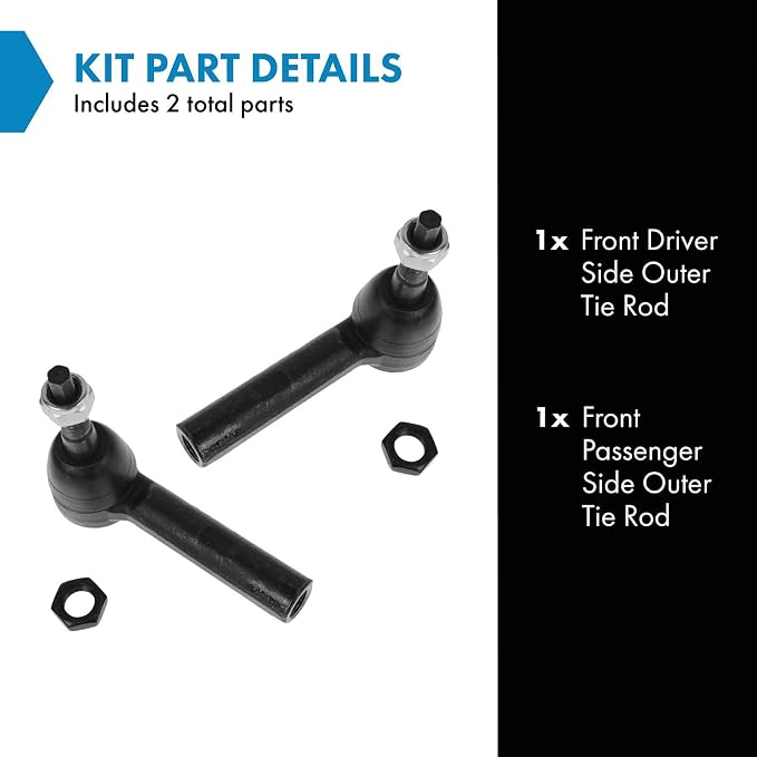 TRQ Front Outer Tie Rod Set 2 Piece Compatible with 2000-2004 Dodge Dakota 00-03 Durango