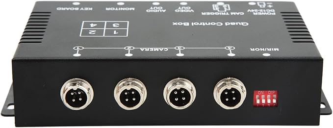 Car Backup Camera Video Splitter 4 Channel Car Parking Camera Video Screen Splitter Switch DC12V 24V for RV Truck Bus Trailer