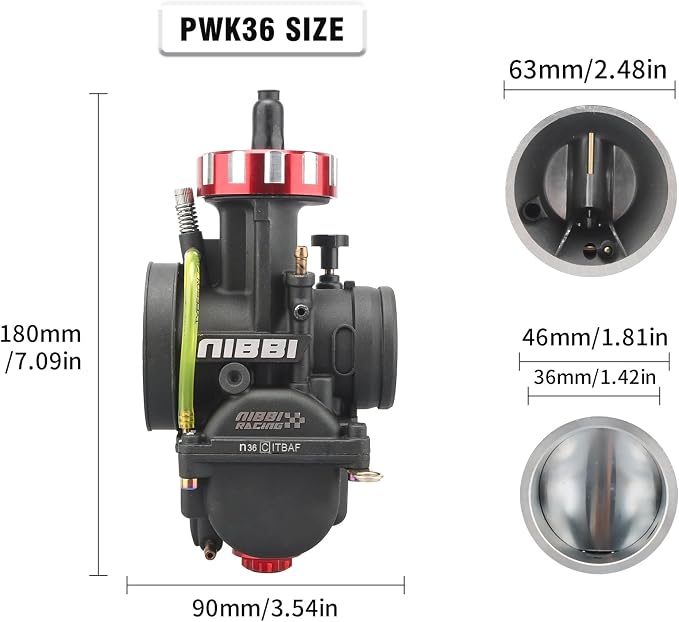 NIBBI Carburetor PWK 36mm Motorcycle, 400cc-450cc Power Carb With Carb Jets, Fit GY6 Engine Dirt Bike Mini Bike SSR TTR Apollo HAWK250 TaoTao ATV