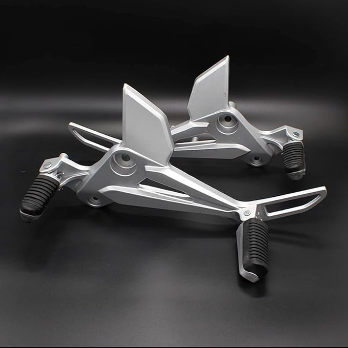 Mokuo Motorcycle Footrest Assembly,1 Pair Footpegs Kit in Alloy Aluminum Material Fit for Honda Grom Msx 2013-2016 Clone,Silver Color