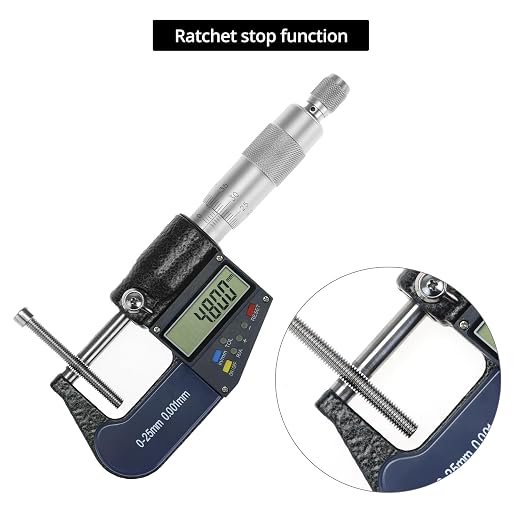 QWORK Digital Outside Micrometer with Carbide Tip, 0-1 Inch / 0-25 mm Measuring Range, High Accuracy ±0.002 mm, LCD Display