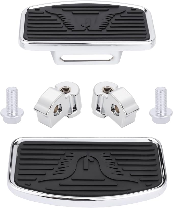 Motorcycle Rider Footboard Front Footpegs for Indian Scouts/Sixty/Bobber 2015-2024, Aluminum Anti-Slip Wide Foot Pegs Footrest Driver Floorboards Motorbike Highway Parts (Chrome-Eagle)