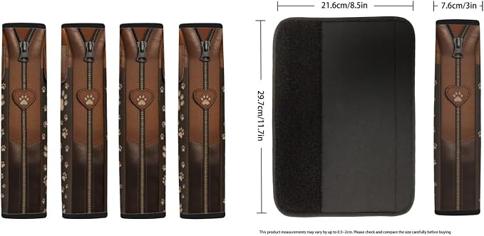 Paw Print Car Seat Covers with Matching Steering Wheel Cover 4 Pcs Seat Belt Pads Breathable Auto Seat Protector Universal Auto Interior Accessories, Brown
