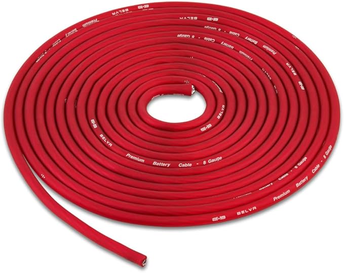Belva True 8 Gauge AWG Premium CCA Amplifier Wiring Kit Without RCA Cable - BPK8 RED