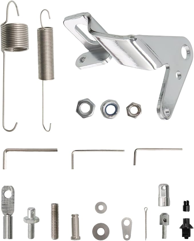 Universal Polished Aluminum Throttle Pedal (2" x 4-1/2") + 36" Stainless Steel Braided Throttle Cable Kit with 24" Sleeve, Carb Bracket & Spring