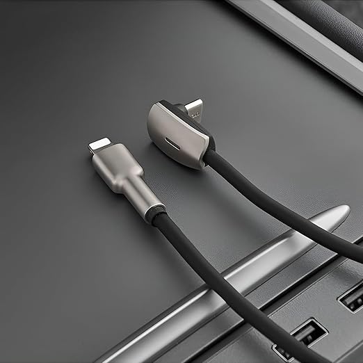 USB C to Lightning Charging Cable fit for 2026 Tesla Model 3/Y/X/S/Cybertruck 90° Right-Angle Charging Cable Compatible with iPhone 11/12/13/14 and Vehicles Dock (C to L)