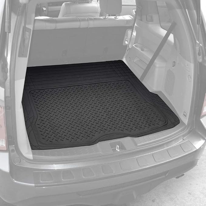 BDK Cat® CAMT-1003 (3-Piece) Deep Dish Rubber Car Floor Mats with Trunk Cargo Liner, Heavy Duty All Weather Trim to Fit Front & Rear Combo Set for Car Sedan SUV Van