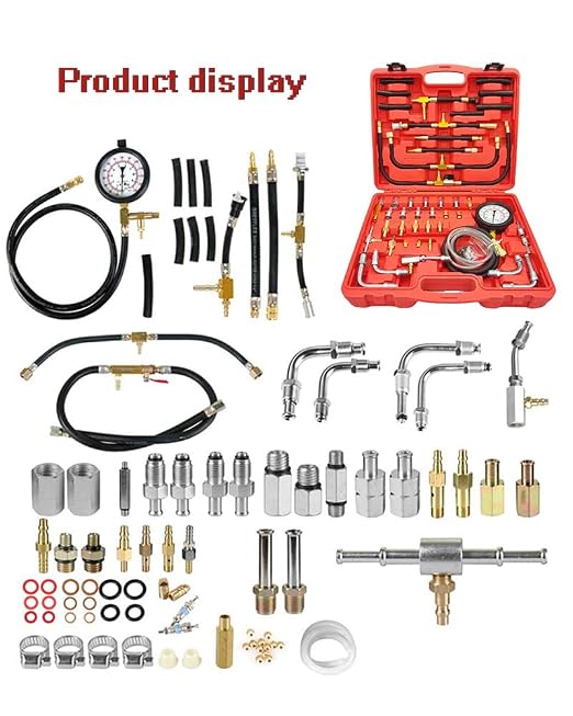 TU-443 Fuel Injection Pressure Tester Kit 0-140 PSI Pro Auto Fuel Pressure Gauge for Car Truck Motorcycle 45PCS