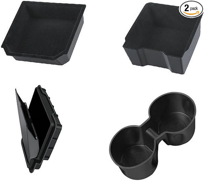 5 Piece Center Console Organizer for Tesla Model Y Juniper, Model 3 Highland 2024-2025, Black Storage Container Set, Interior Accessories (Black)