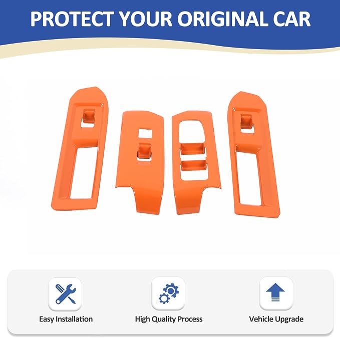 Daeiclru Window Lift Switch Panel Cover Compatible with Toyota Tacoma 2024 2025, Pickup Truck Door Power Window Glass Lift Switch Button Protection Cover Interior Accessories (Orange)
