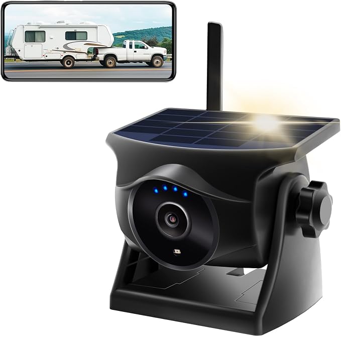 1080P Solar WiFi Backup Camera, Magnetic Wireless Hitching Camera, Night Vision,365 Days Standby, Rechargeable Battery, Rear/Front View for Horse Trailer Pickup RV Car for Phone Pad Android