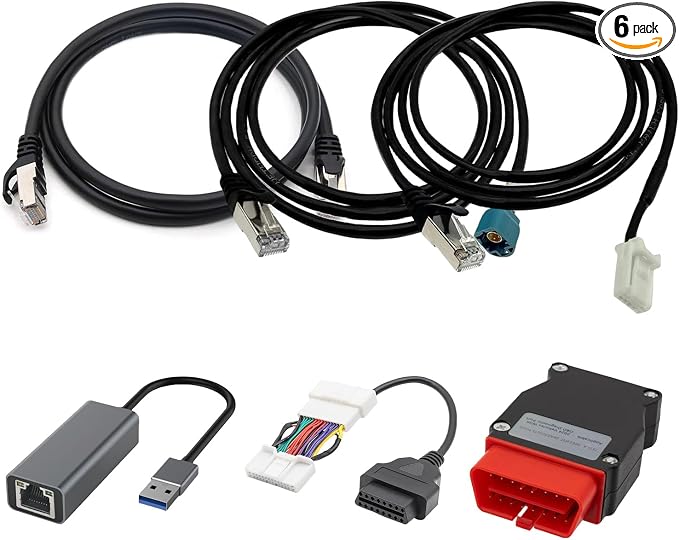 6 Pcs Diagnostic Cables Set for Tesla Model 3, Y, S, X, OBD2 Connector Work Scanner RJ45 USB LAN Diagnostic Tools Adapter for 1137658-00-C,1013230-00-A