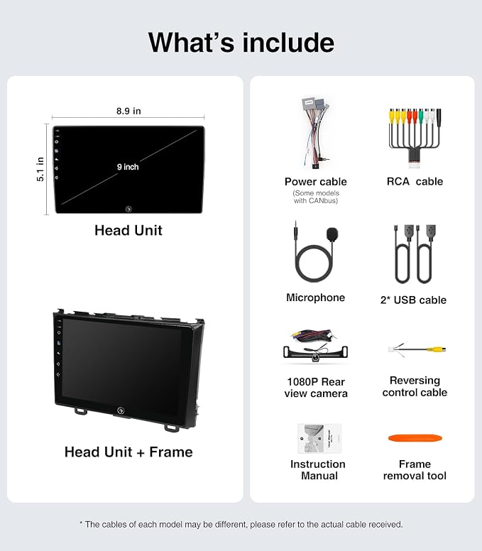 Car Radio Stereo for Honda CRV 2006-2011, Wireless CarPlay Android Auto 9 Inch Linux Touch Screen Navigation Head Unit Bluetooth FM/AM