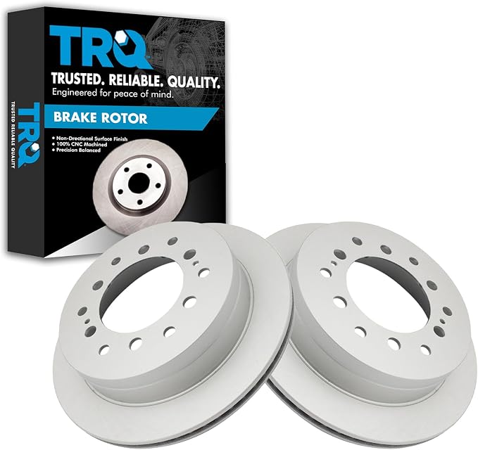 TRQ Rear Brake Rotor Set G Coated Vented Compatible with 2003-2009 Lexus GX470 2003-2009 Toyota 4Runner 2007-2009 FJ Cruiser 2001-2007 Sequoia