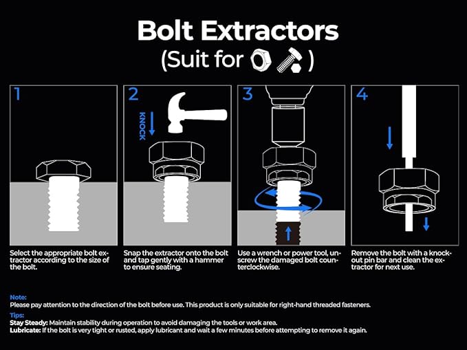 toolant 19pcs Impact Bolt Extractor Kit, Bolt & Nut Remover Socket Tool Kit, Stripped Bolt Extractor for Damaged Screws and Bolts