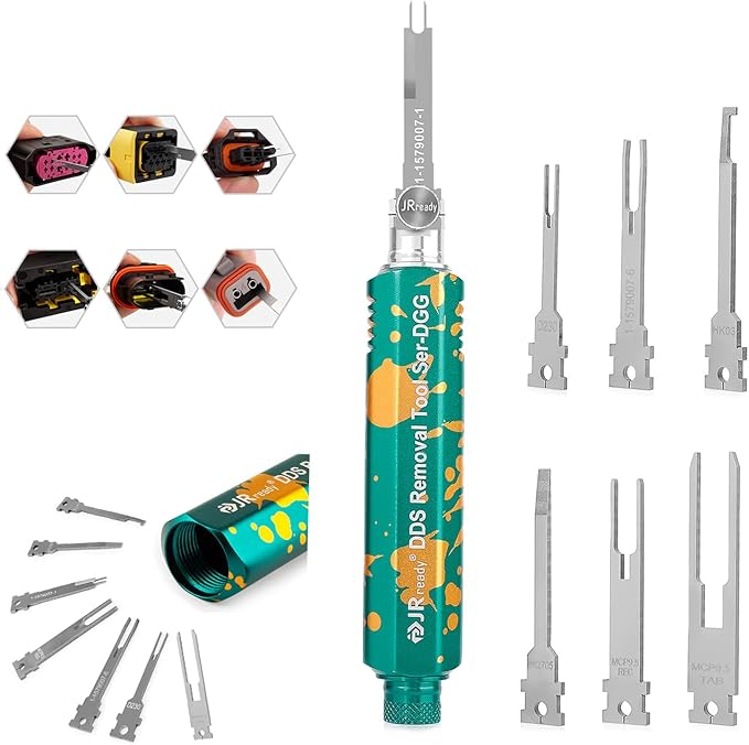 JRready ST5346 JRDDS Pin Extractor Tool Kit with 7PCS Replacement Tips Upgraded Terminal Removal Tools for Deutsch AMP Delphi Bosch Connectors Professional Auto Repair Terminal Release Tool Kit