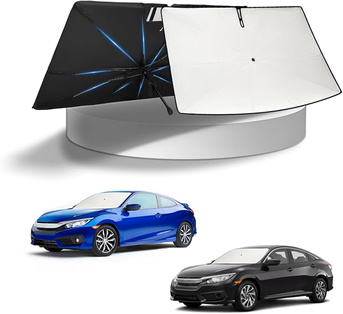KUST Sun Shade Umbrella for Honda Civic 2016-2021 | Custom Fit Windshield Sunshade | Foldable Sunshade with Bendable Handle | Blocks Heat & UV Scratch Resistant Keep Your Car Cool Sunshield