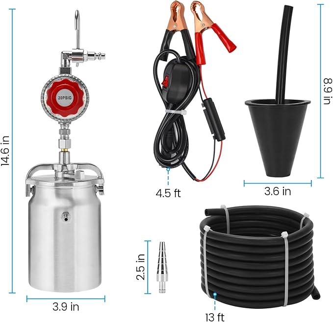 12V DC EVAP Smoke Machine Leak Detector, Haoguo Automotive Smoke Tester for Vacuum Leak Detection, Upgraded Heating Element & Universal Cone Adapter for All Vehicles and Boats