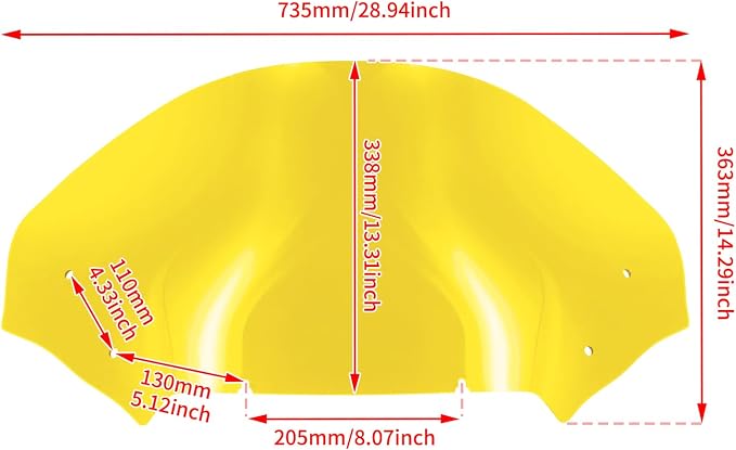 Road Glide Windshield 13.5" Wave Fairing Windscreen Cover for Harley FLTRX 2024-2025, FLTRXSE 2023-2025, FLTRXSTSE 2024-2025 Yellow