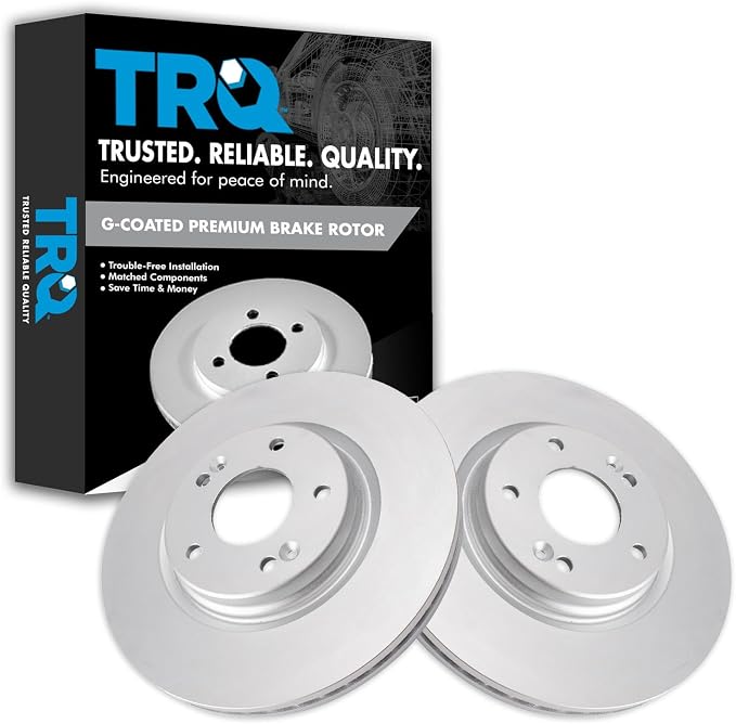 TRQ Front Brake Rotor Set G Coated Vented Compatible with 2015-2024 Hyundai Sonata Tucson Elantra Kona Veloster Elantra GT Kona Electric 2016-2024 Kia Optima Forte Soul Sportage Niro EV Seltos